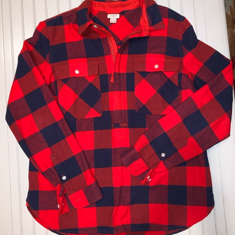 JCREW QUARTER ZIP FLANNEL